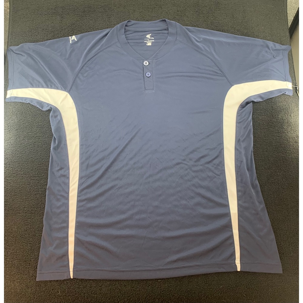 EASTON‎ Adult Dual Focus Baseball Softball Polo Shirt Size L Blue White Bio-Dri